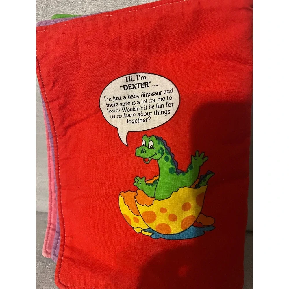Vintage Dexter the Dinosaur Learns All About Shapes Soft Cloth Baby Book Red